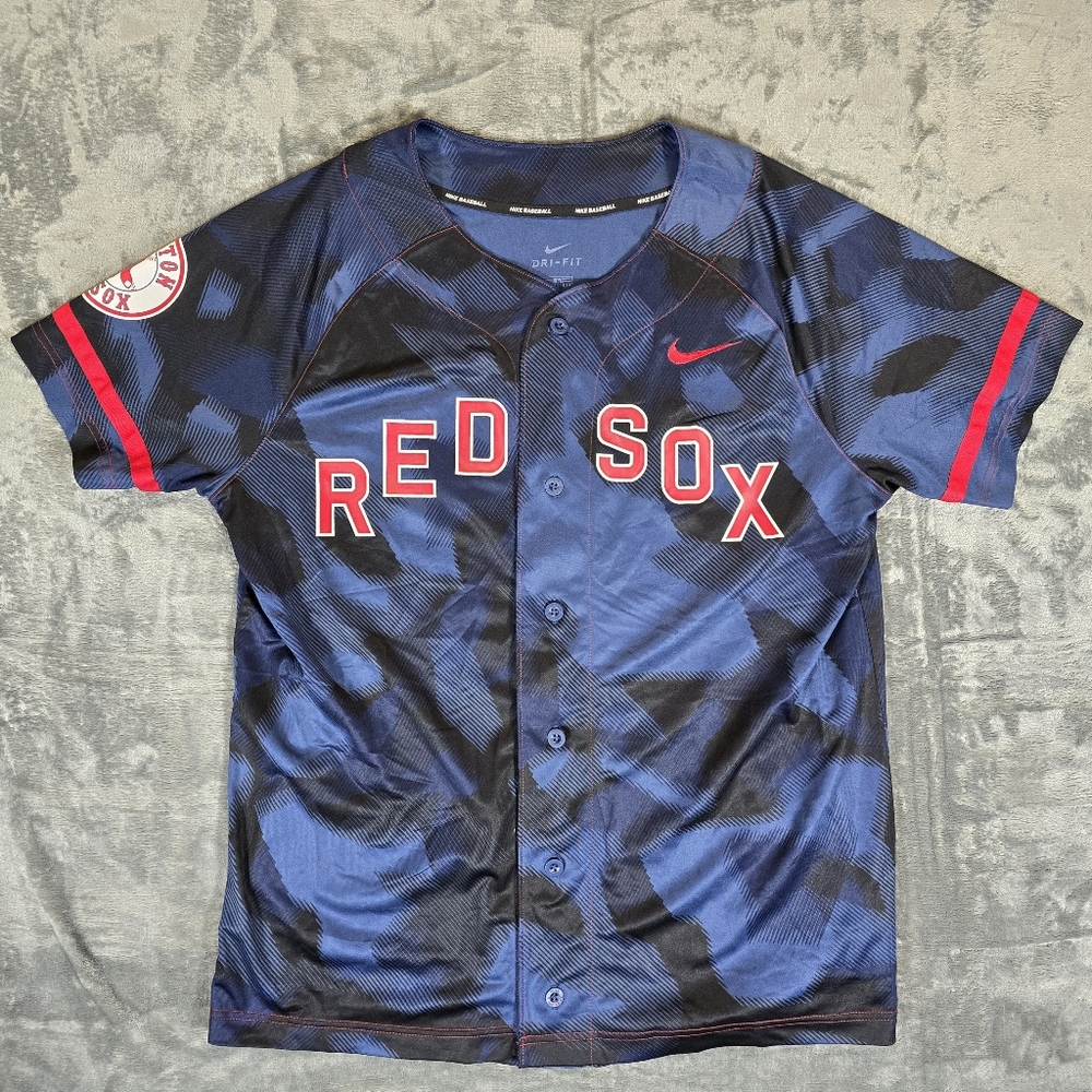 Nike Dri-Fit Boston Red Sox Blue Camo Camouflage Jersey Size Medium MLB Baseball